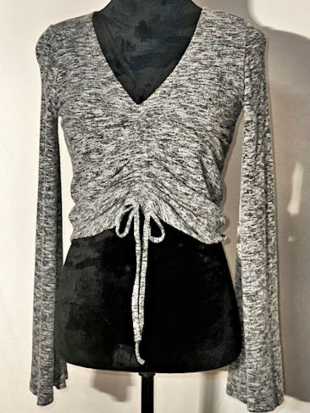 Express Cropped, Gathered Sweater, Gray, NWT size XS